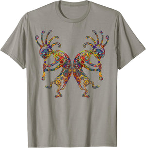 Native American Kokopelli Twins with Ornaments T-Shirt - T-Shirt | Sand