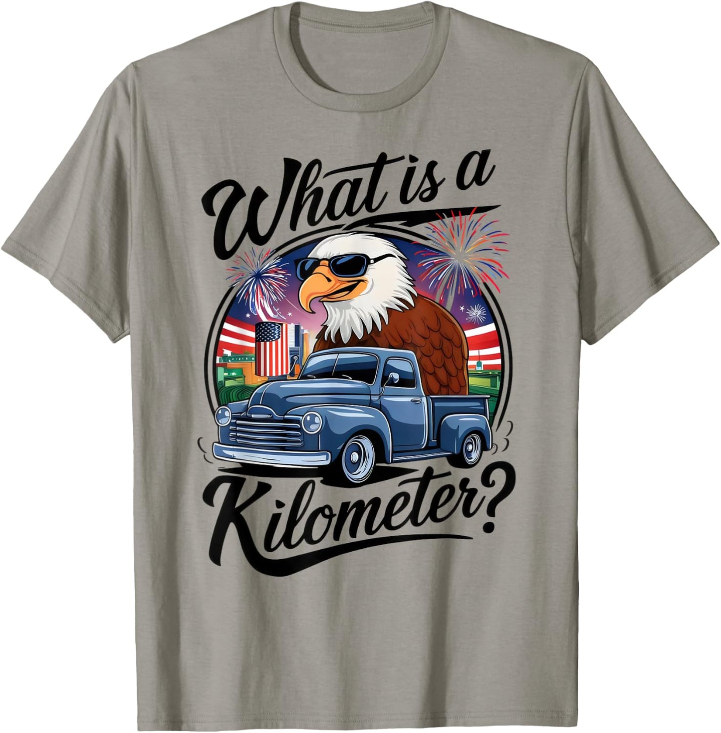What is a Kilometer 4th of July Eagle Riding Truck Men T-Shirt - T-Shirt | Sand