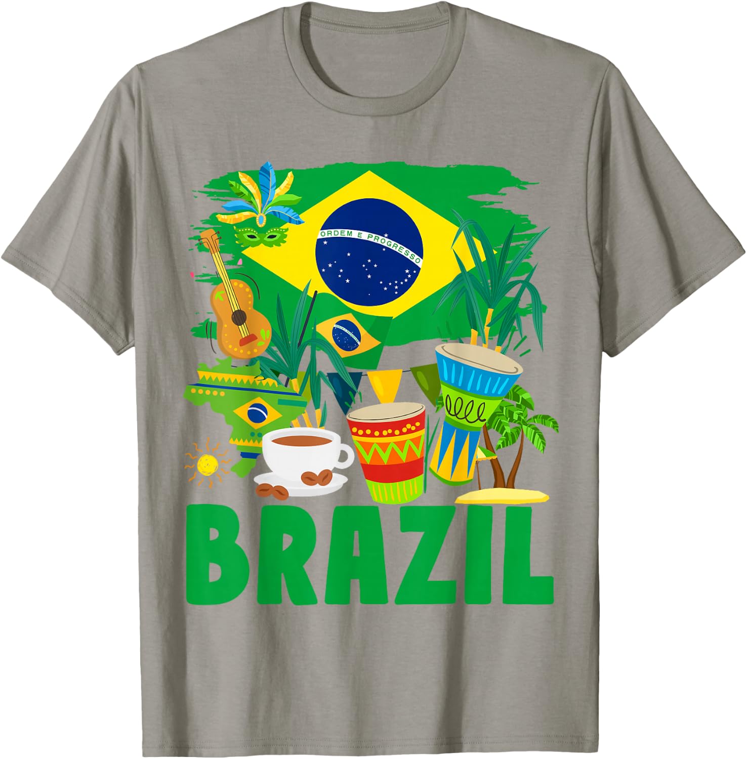 Brazil Flag - Outfit Idea for Children - Flag of Brazil and Brazil , Yellow, S T-Shirt - T-Shirt | Sand