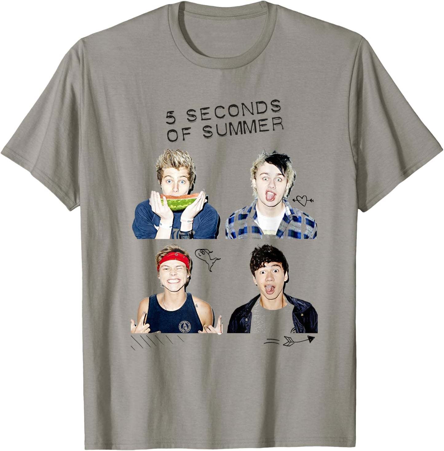 5 Seconds of Summer - Photo Scribble T-Shirt - T-Shirt | Sand