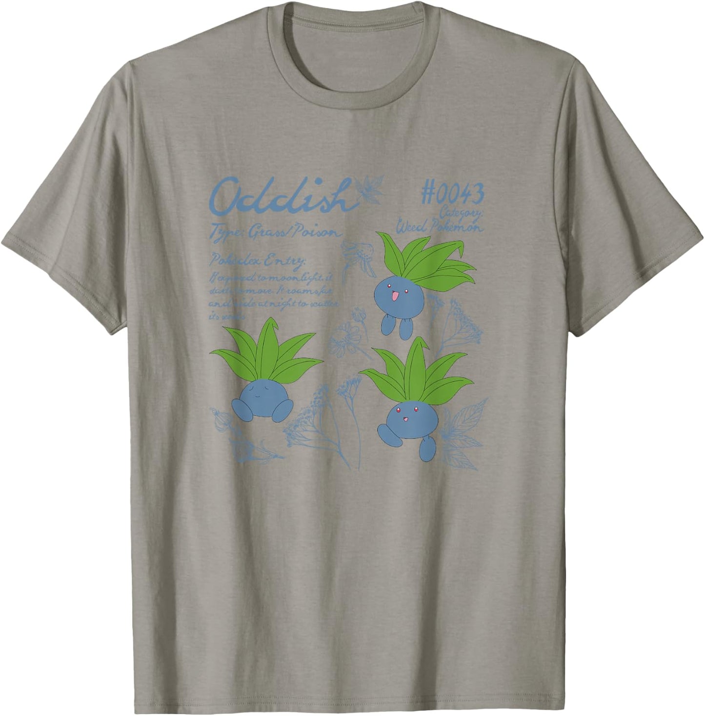 Pokémon Cute Oddish #0043 Pokédex Entry & Type Info T-Shirt - T-Shirt | Sand