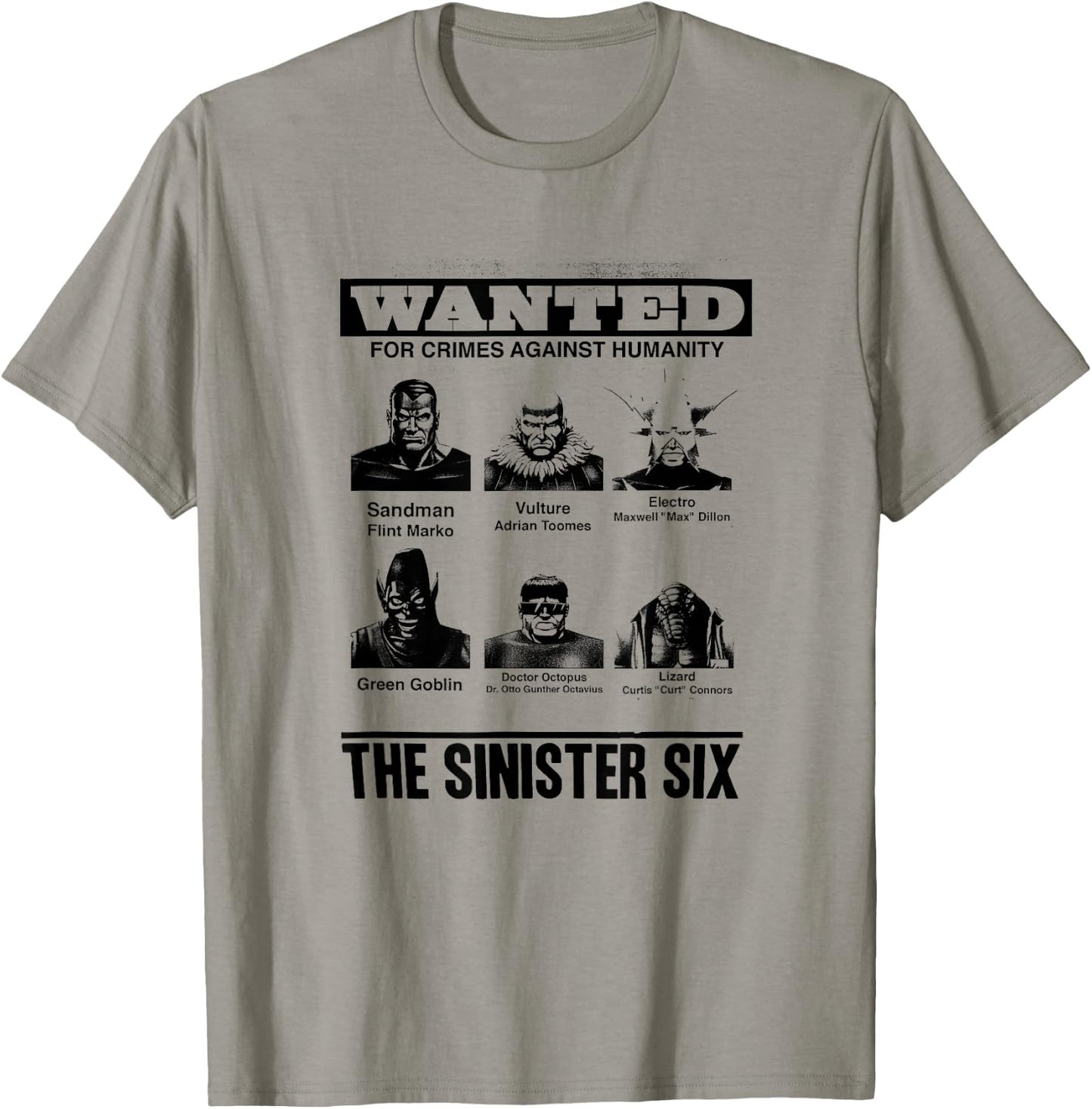 Marvel Comics Retro Classic The Sinister Six Wanted Poster T-Shirt - T-Shirt | Sand