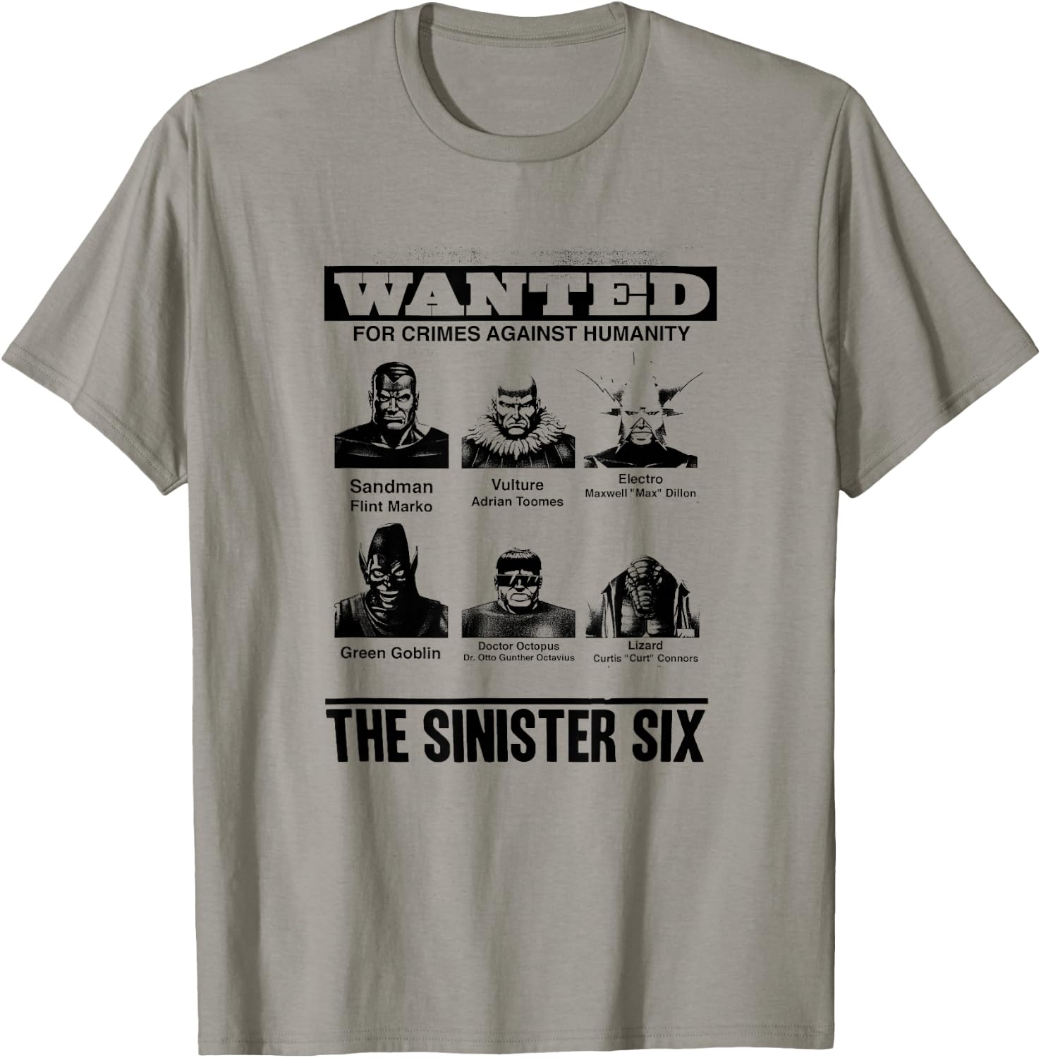 Marvel Comics Retro Classic The Sinister Six Wanted Poster T-Shirt - T-Shirt | Sand