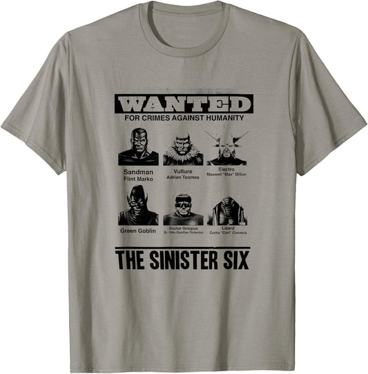 Marvel Comics Retro Classic The Sinister Six Wanted Poster T-Shirt - T-Shirt | Sand