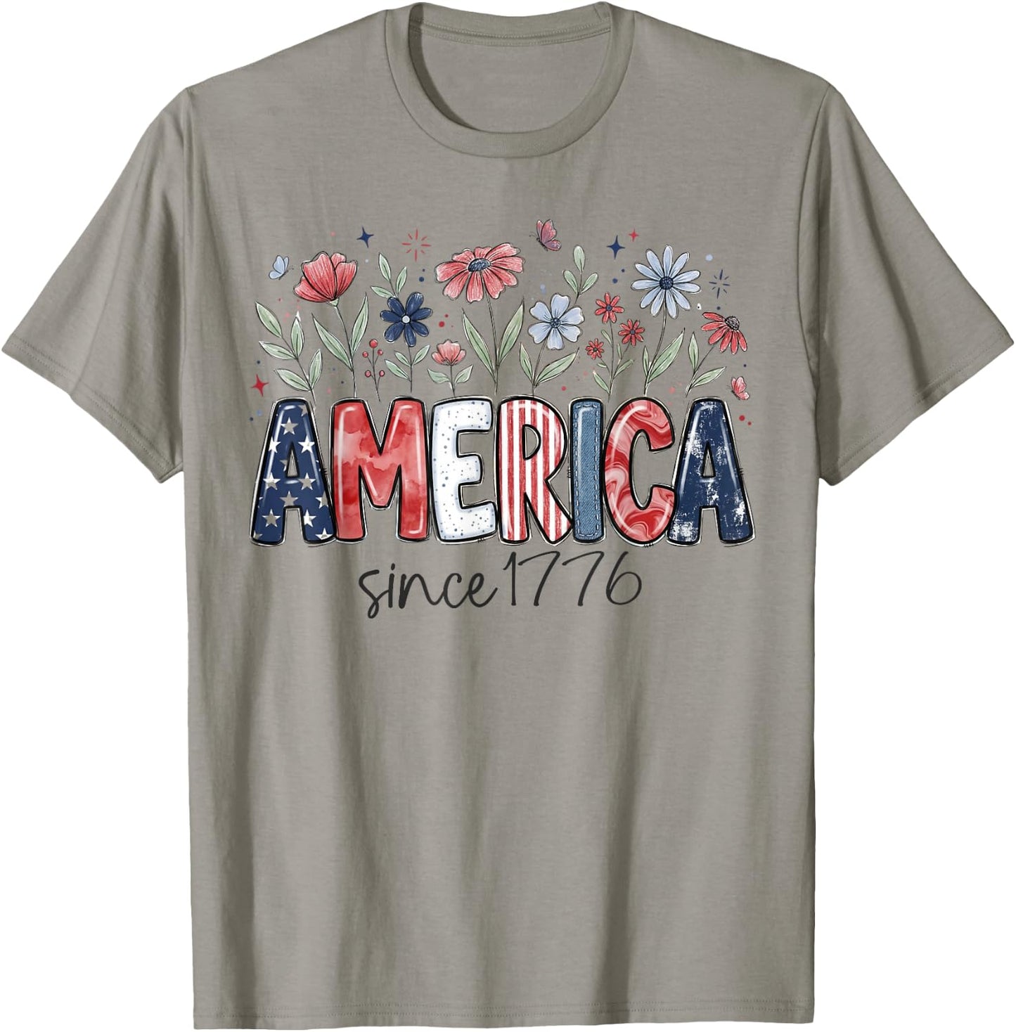 Since 1776 American Vintage Floral Red White and Blue Floral T-Shirt - T-Shirt | Sand