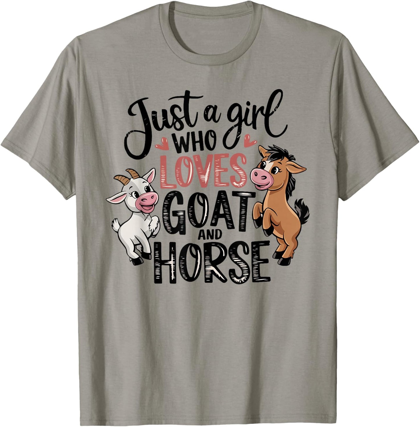 Just A Girl Who Loves Goat & Horse Farming Farmer Kids Girls T-Shirt - T-Shirt | Sand