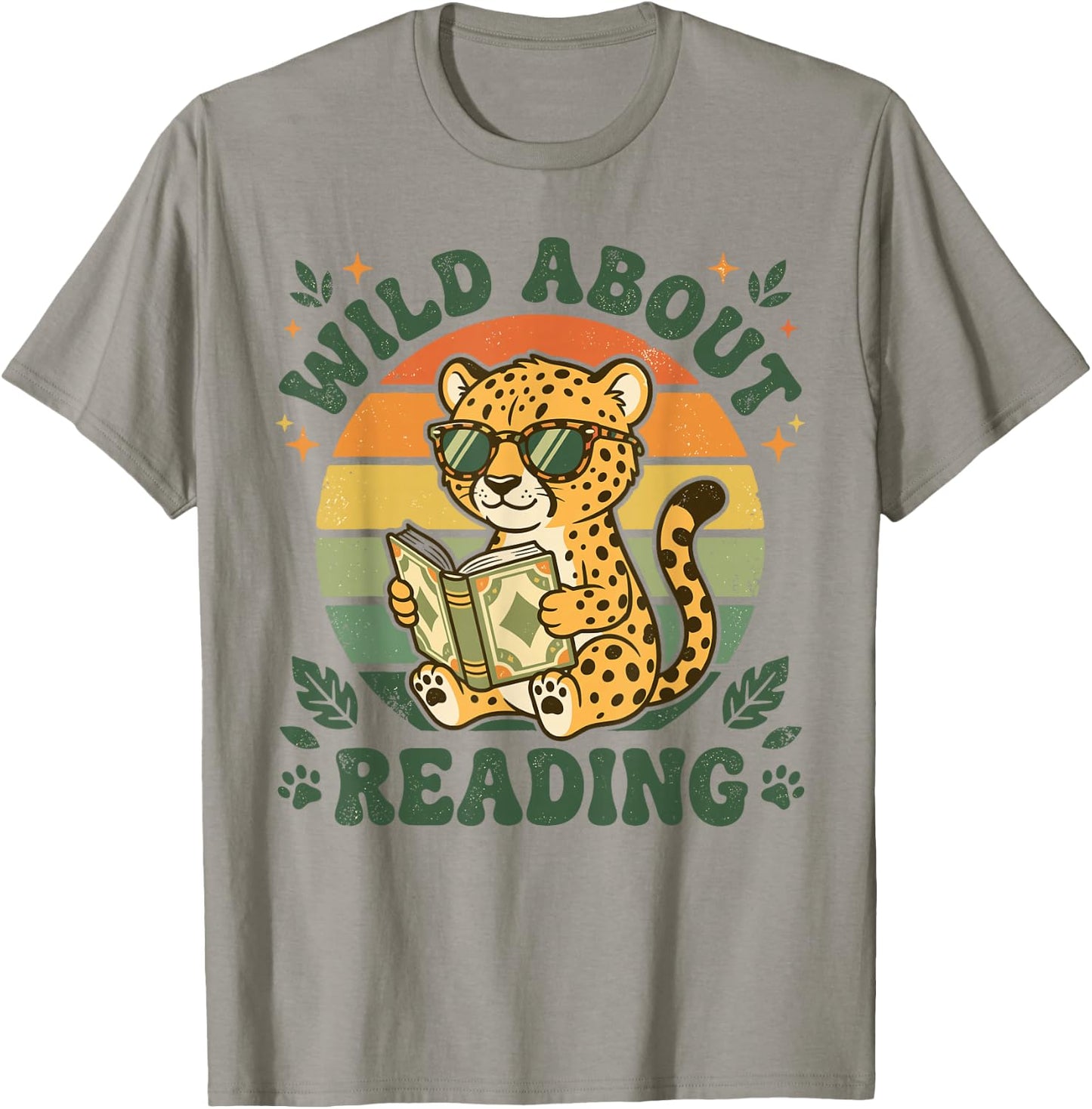 Leopard Animal Print Bookish Wild About Reading Cheetah Book T-Shirt - T-Shirt | Sand