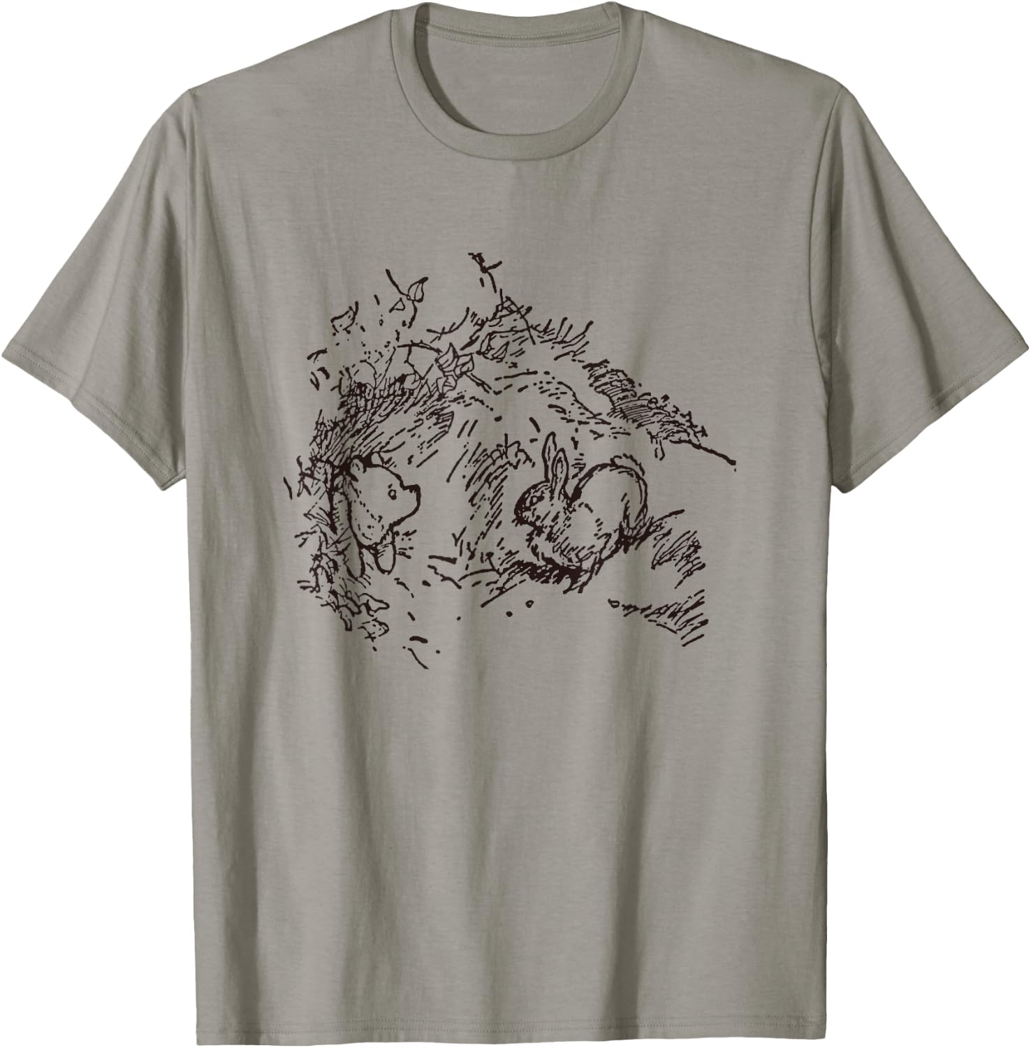 Disney Winnie the Pooh And Rabbit Outline Big Chest Logo F&B T-Shirt - T-Shirt | Sand