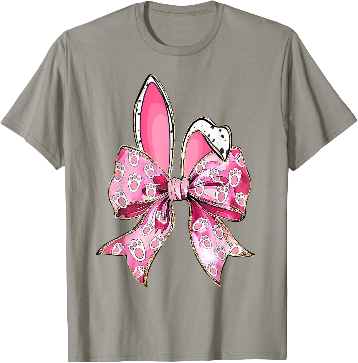 Happy Easter Bunny Coquette Bow Ears Girls Teen Women T-Shirt - T-Shirt | Sand