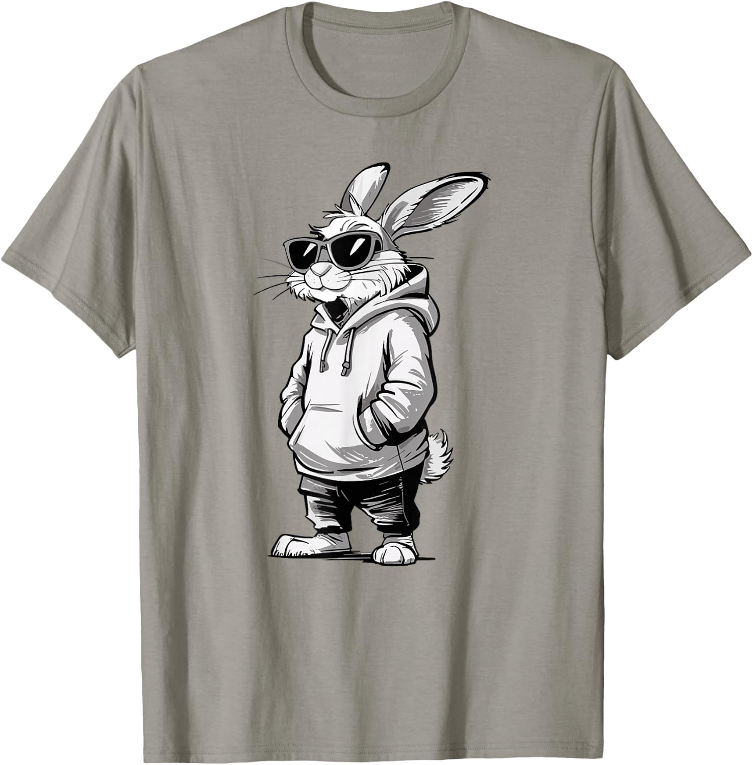 Bunny face with sunglasses easter day rabbit men boys kids T-Shirt - T-Shirt | Sand