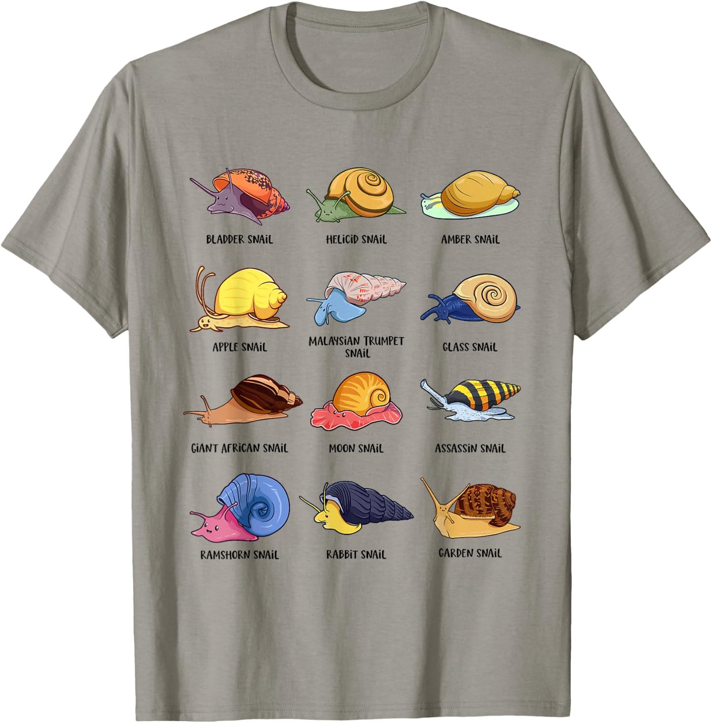 Snails of The World - Snail Species T-Shirt - T-Shirt | Sand
