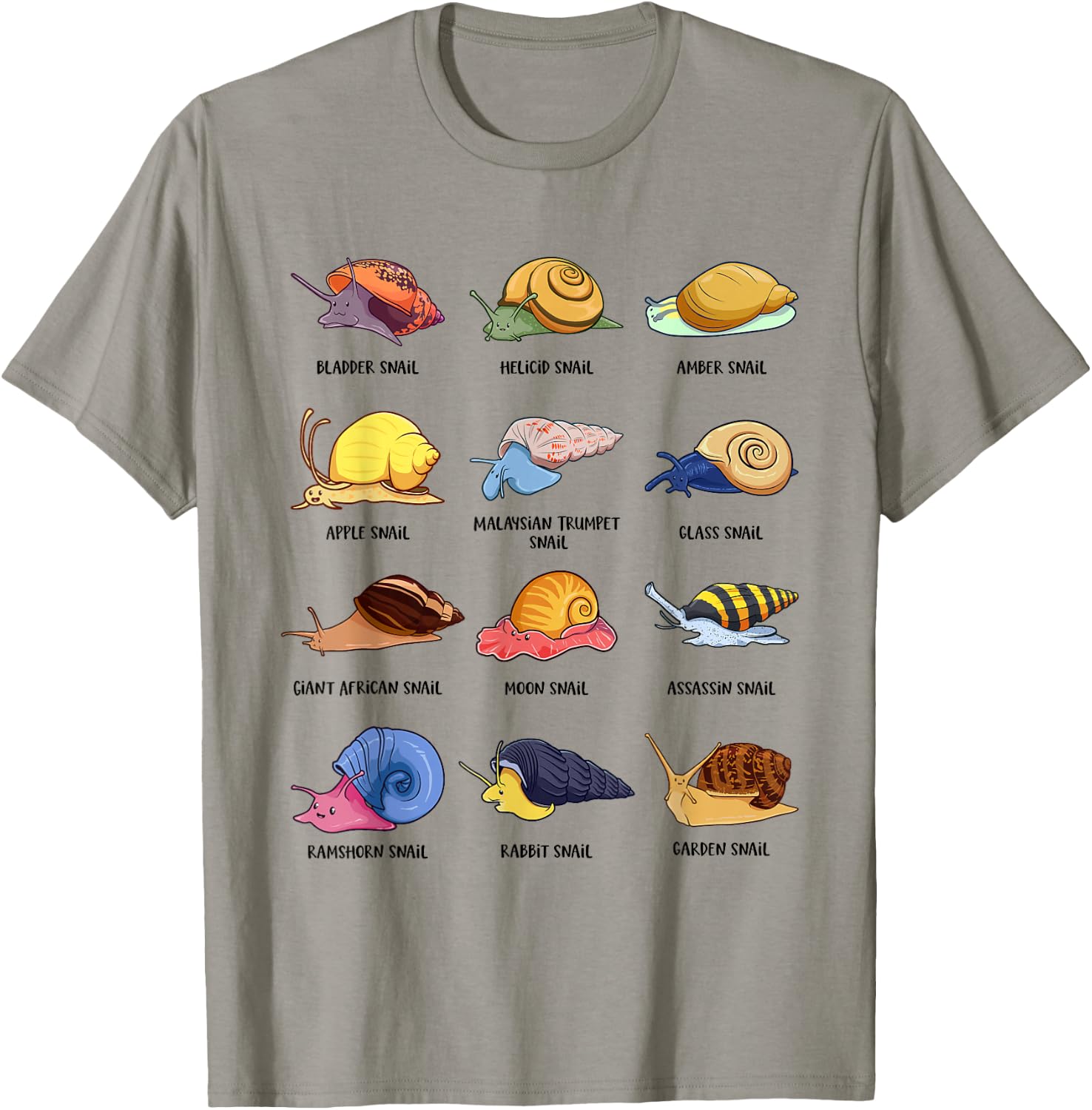 Snails of The World - Snail Species T-Shirt - T-Shirt | Sand