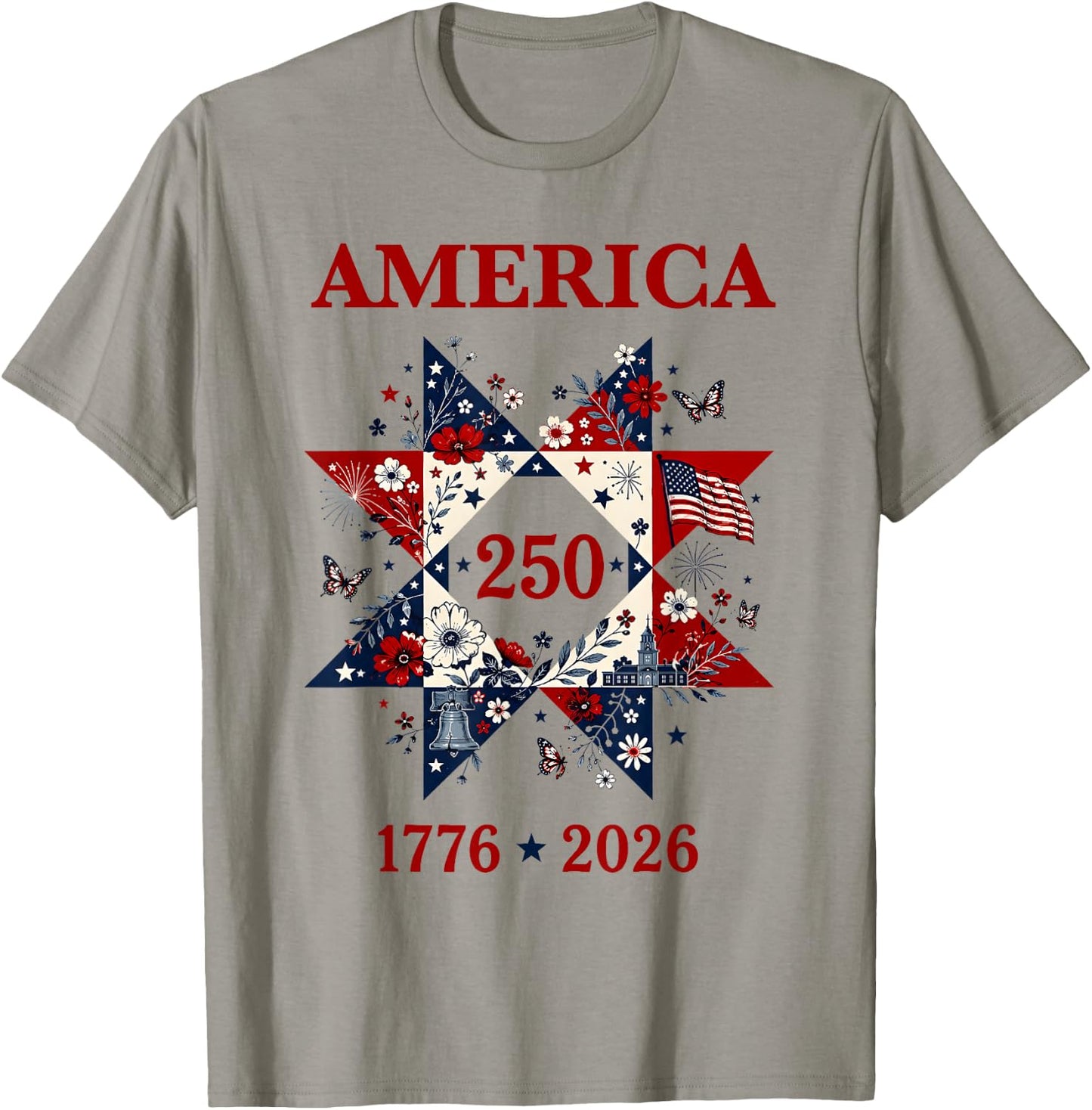 America 250 1776-2026 US Flag 250th Anniversary Patriotic T-Shirt - T-Shirt | Sand