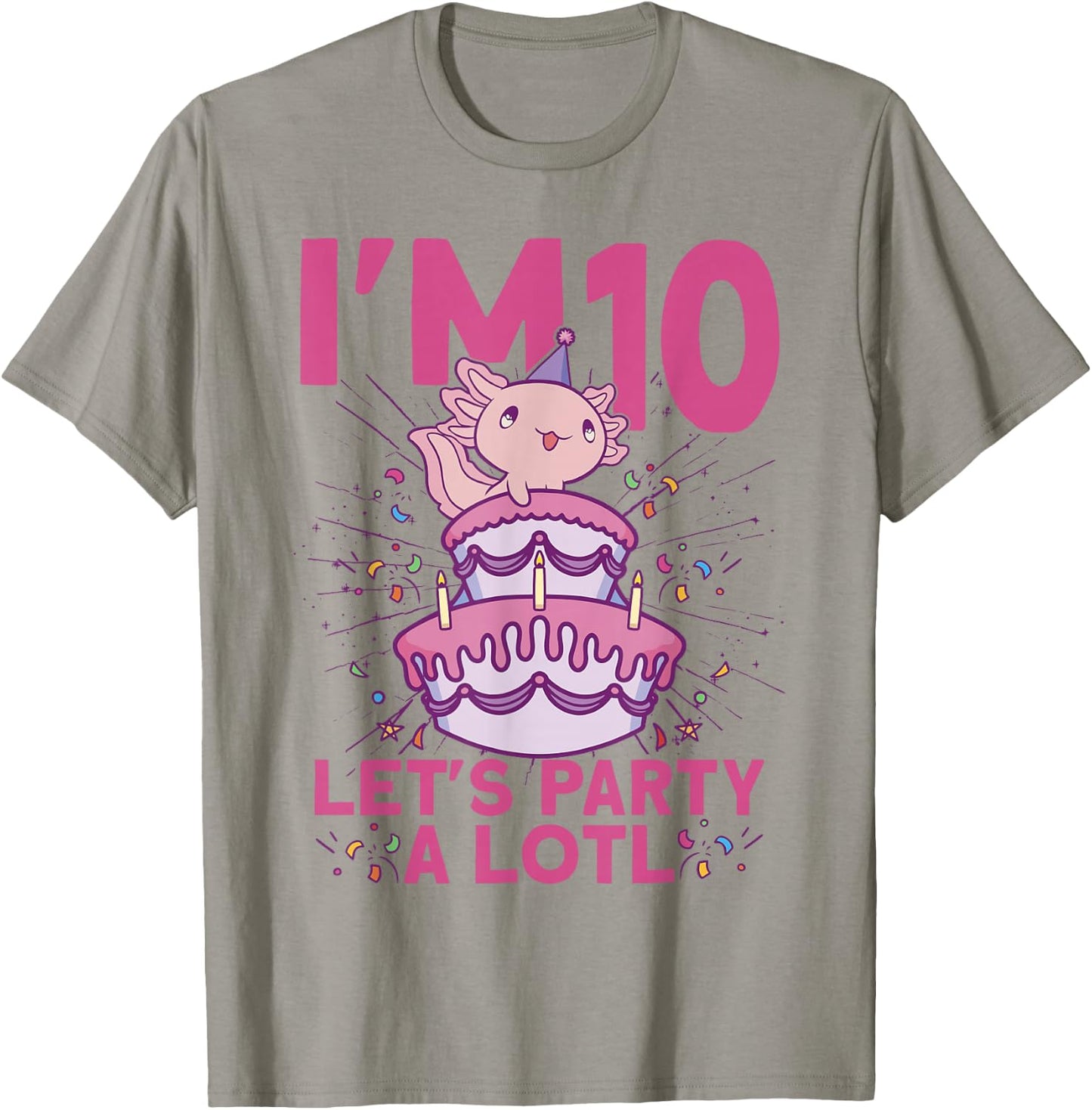 I'm 10 bday Axolotl party cute 10th Birthday Kids Axolotl T-Shirt - T-Shirt | Sand