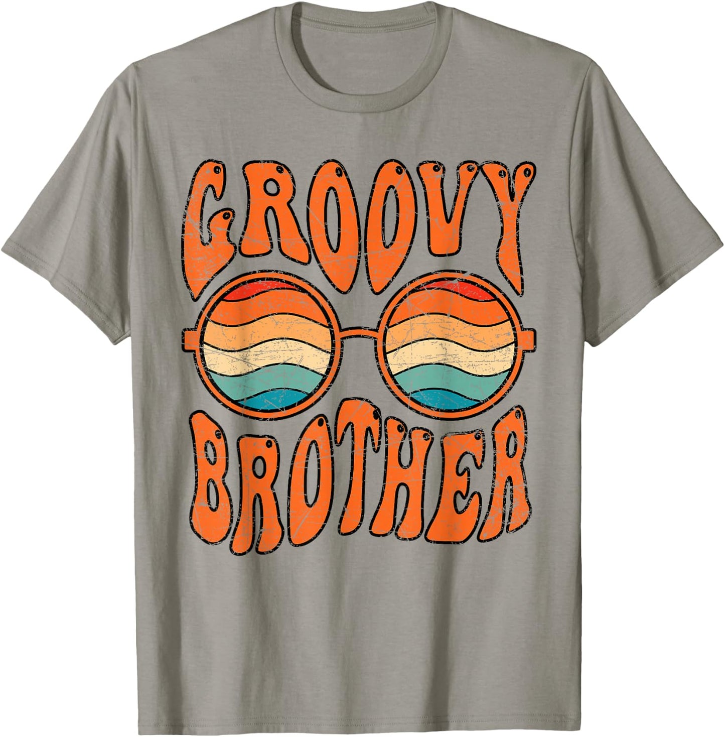 Groovy Brother 70s Aesthetic 1970's Retro Brother Hippie T-Shirt - T-Shirt | Sand