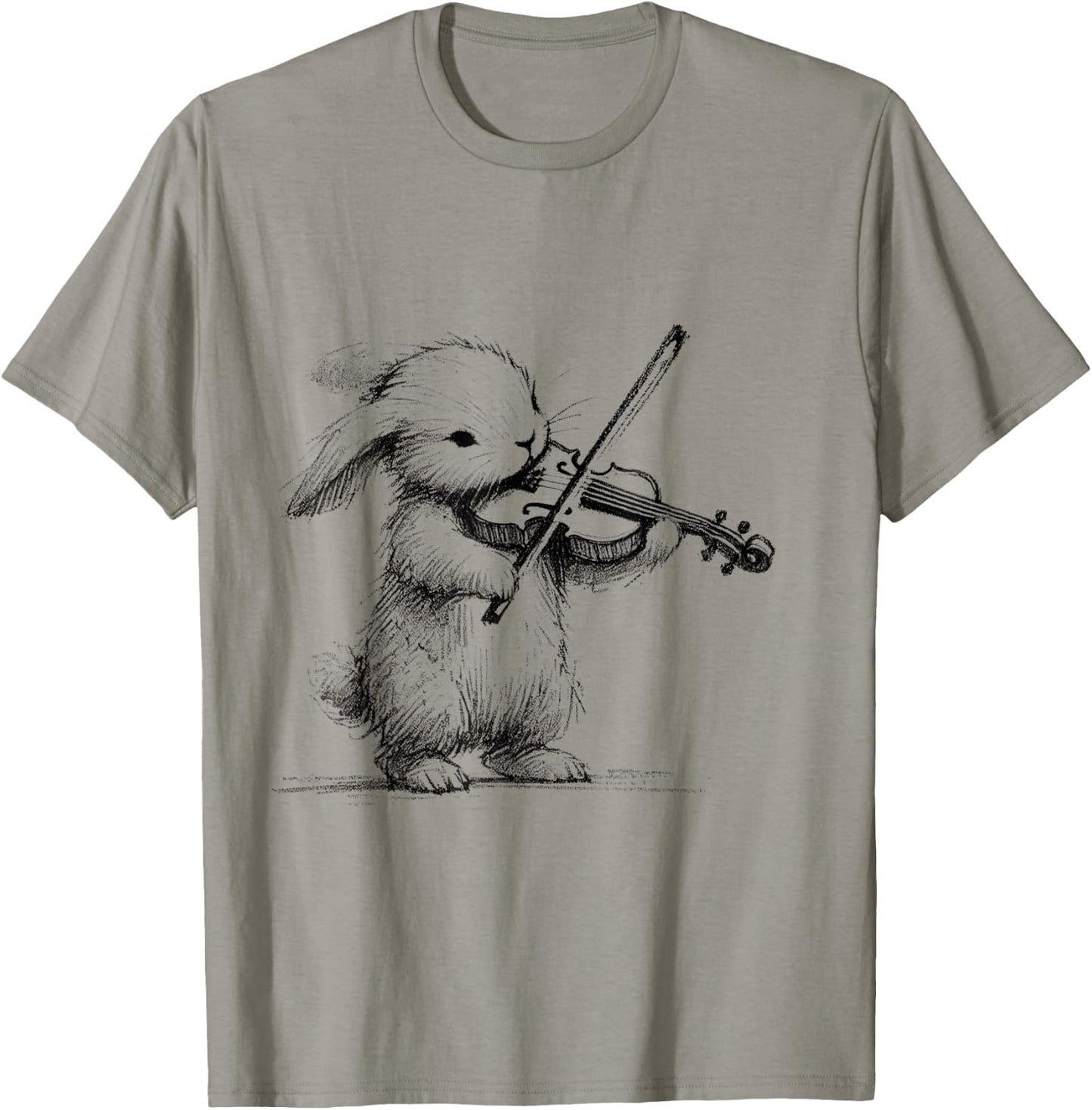 Bunny Playing Violin – Cute Musical Animal Art T-Shirt - T-Shirt | Sand