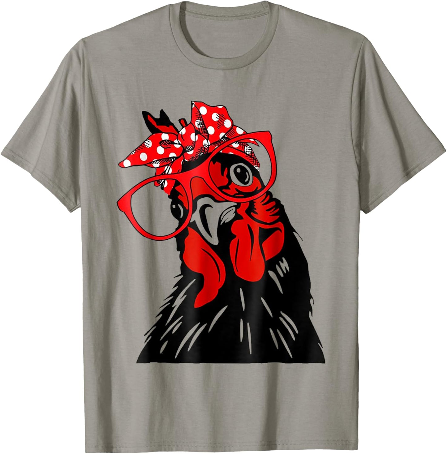 cute Women Girl Chicken With Bandana Headband and Glasses T-Shirt - T-Shirt | Sand