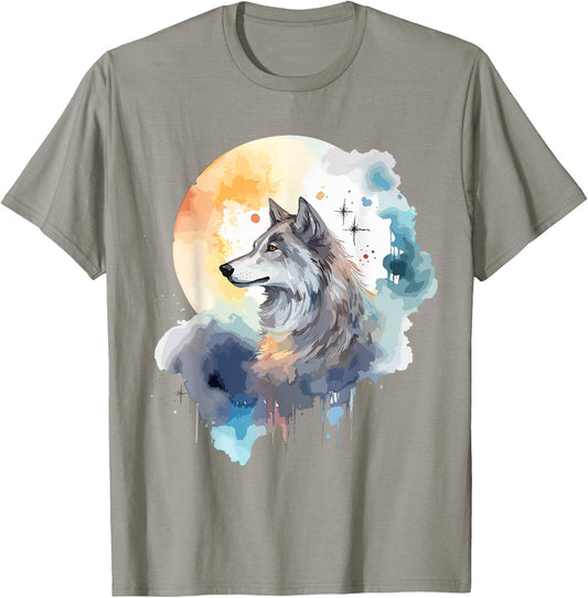 Wolfskopf Aquarell Damen Weiß EU 38/39 T-Shirt - T-Shirt | Sand
