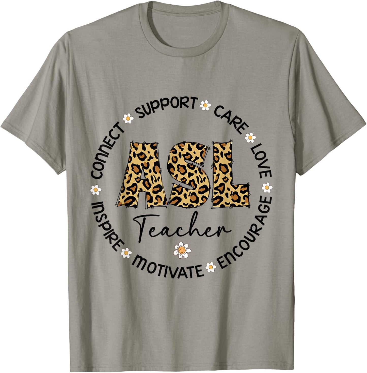 Leopard ASL Teacher Appreciation Week back to school T-Shirt - T-Shirt | Sand