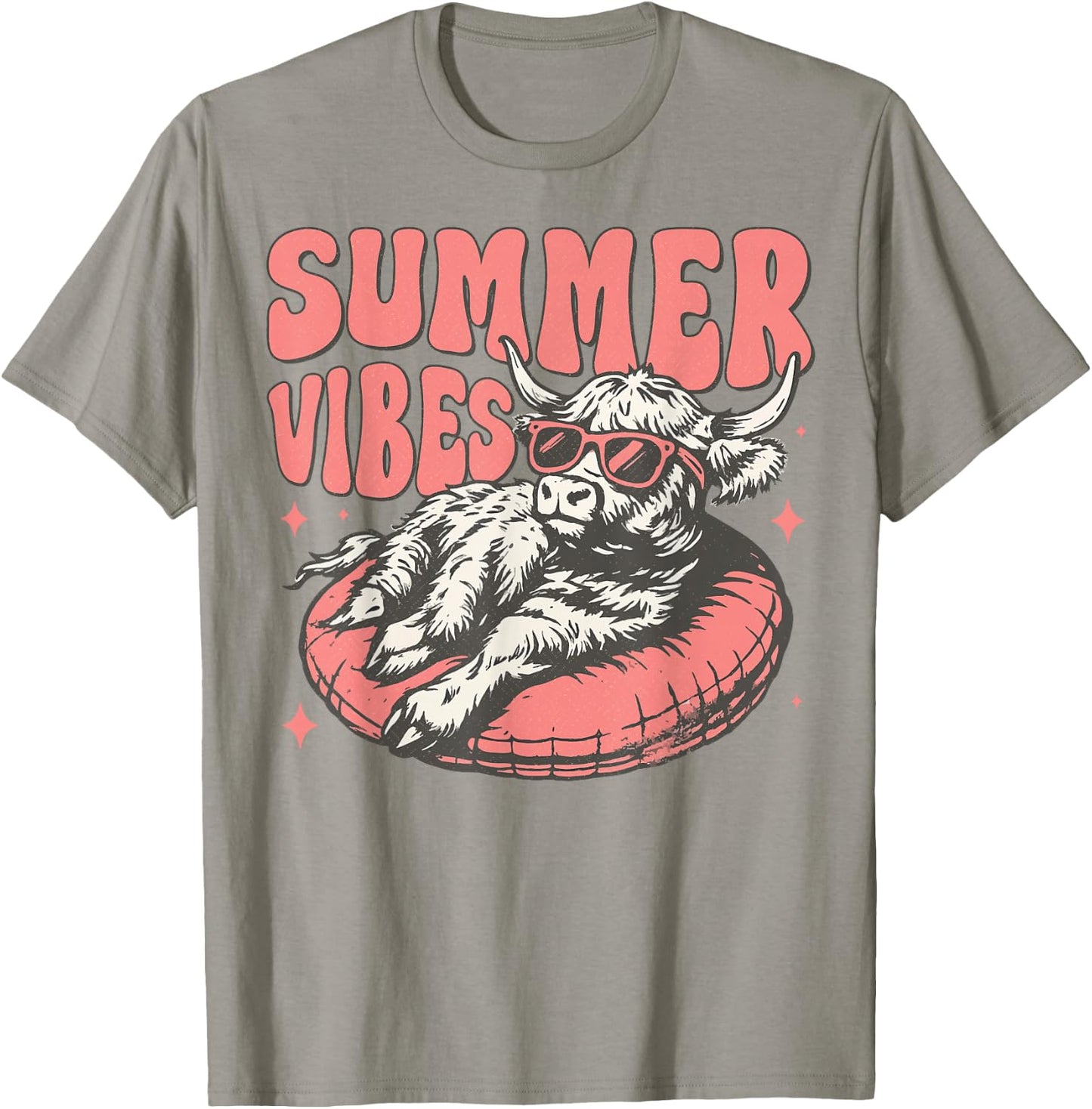 Funny Cow Summer Vibes Cow Summer Vibes T-Shirt - T-Shirt | Sand