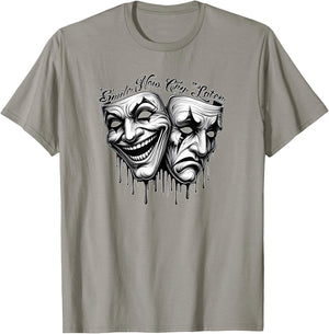 SMILE NOW CRY LATER Masks Gangster Cholo Payaso Chicano T-Shirt - T-Shirt | Sand