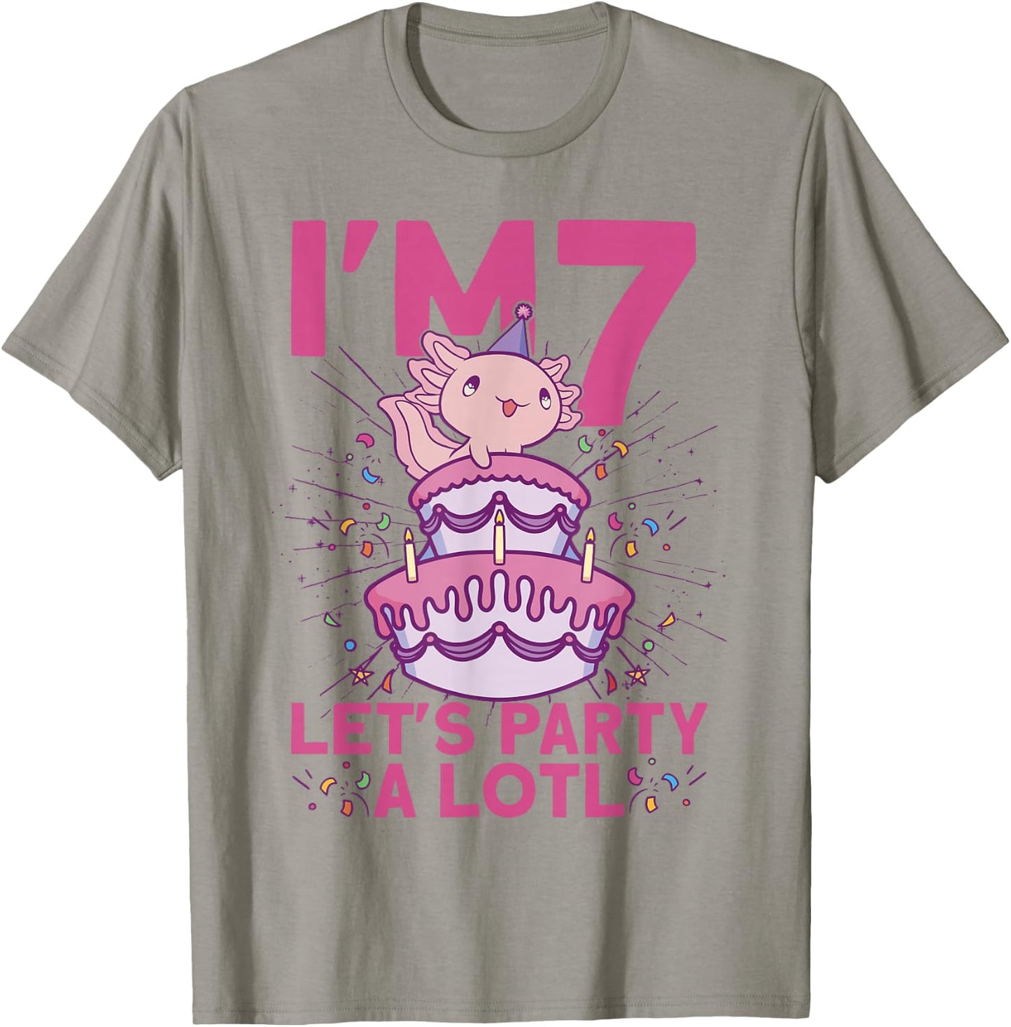 I'm 7 bday Axolotl party cute 7th Birthday Kids Axolotl T-Shirt - T-Shirt | Sand
