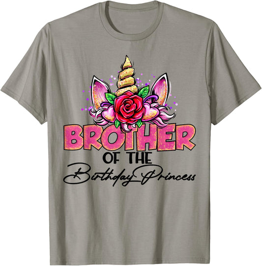 Bother of the Birthday Princess Unicorn Matching Family T-Shirt - T-Shirt | Sand