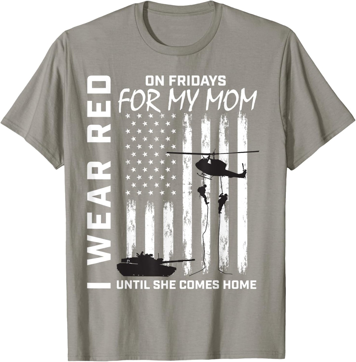 Deployed Mom Red Friday Military Support Our Troops USA Flag Kids Men T-Shirt - T-Shirt | Sand