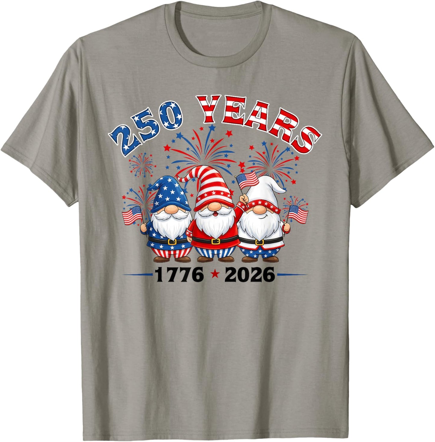 250 Years 250th Anniversary USA Patriotic 4th of July Gnome T-Shirt - T-Shirt | Sand