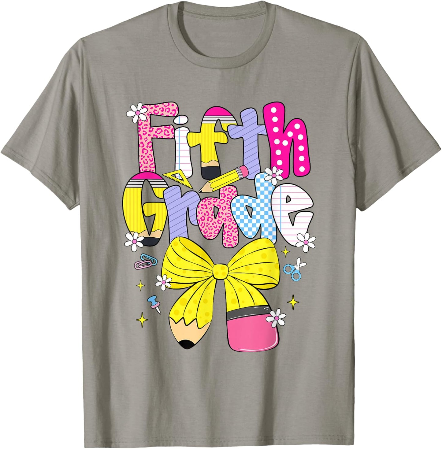 Preppy Fifth Grade Back to School Pencil Student Teacher Kid T-Shirt - T-Shirt | Sand