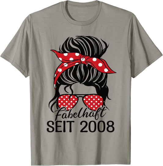 Vintage Fabelhaft seit 2008 Frau und Mädchen Geboren 2008 , gray T-Shirt - T-Shirt | Sand