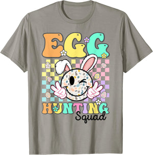 Smile Face Egg Hunting Squad Cute Easter Family Matching T-Shirt - T-Shirt | Sand