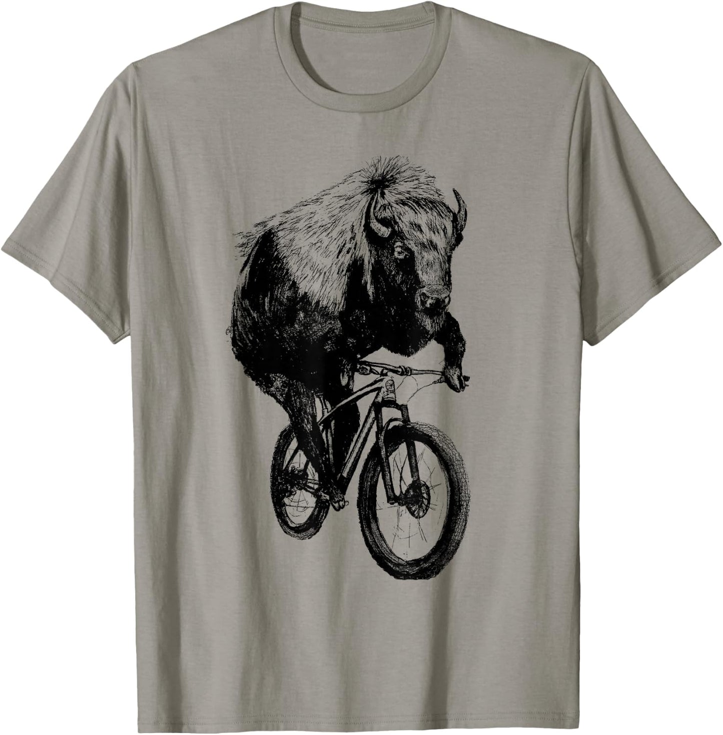 Buffalo on a Bicycle Buffalo Cycling Funny Buffalo Lover T-Shirt - T-Shirt | Sand