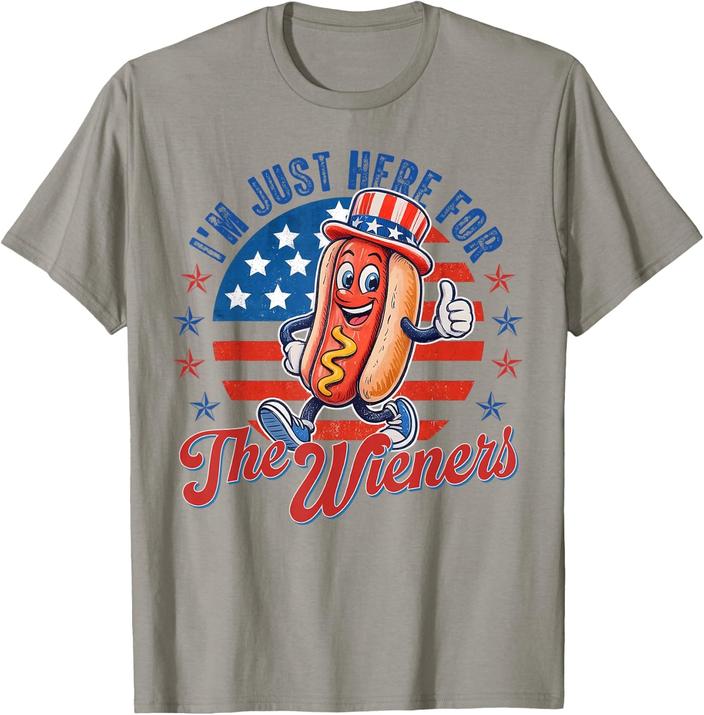 4th of July I'm Just Here for The Wiener Hot Dog Men Women T-Shirt - T-Shirt | Sand