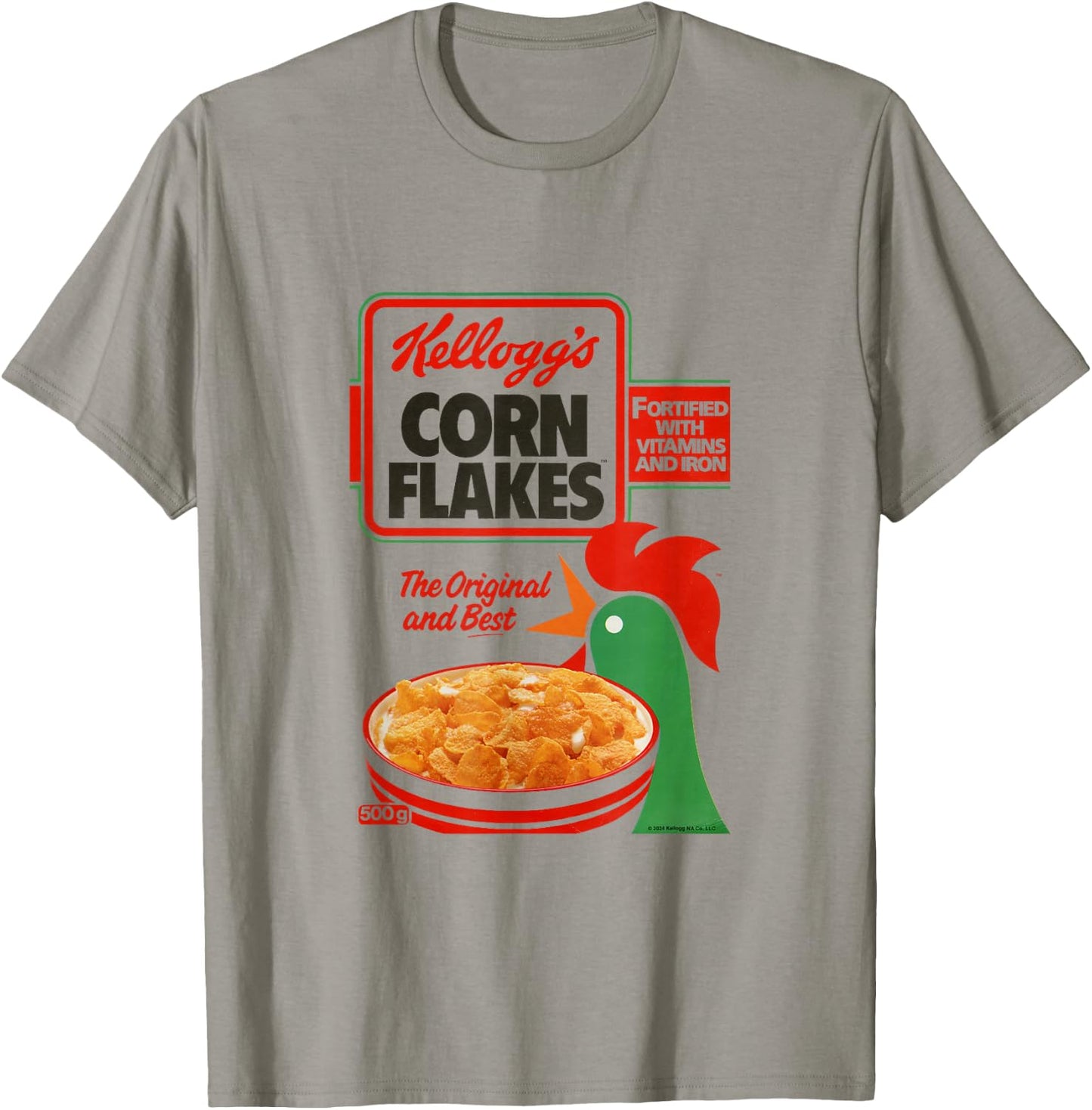Kellogg's Corn Flakes Breakfast Cereal Box Art 1983 , white, S T-Shirt - T-Shirt | Sand