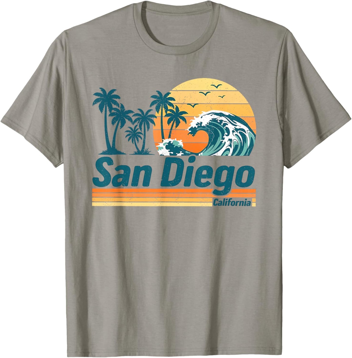 San Diego California Shirt Retro Sunset Palm Tree Beach T-Shirt - T-Shirt | Sand