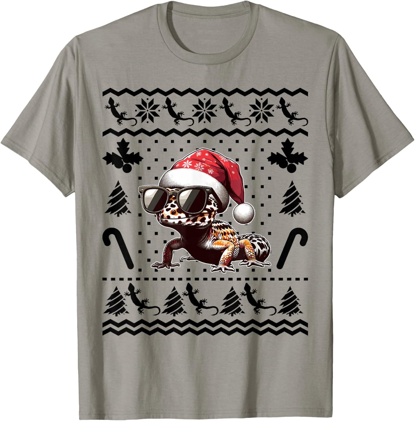 Funny Leopard Gecko Christmas Xmas Reptile Lovers Lizard T-Shirt - T-Shirt | Sand