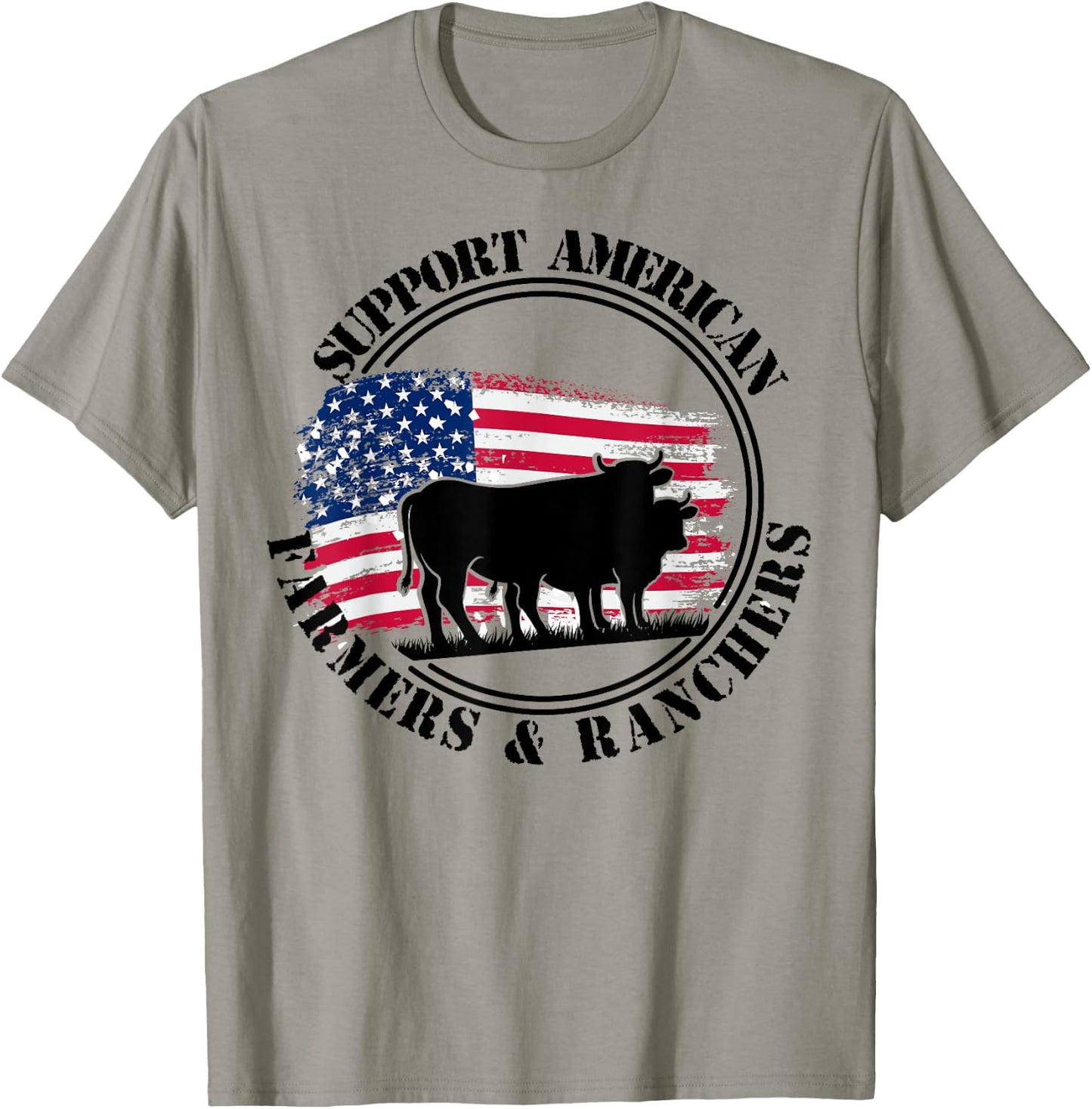 American Flag Patriotic Support American Farmers & Ranchers Women Men T-Shirt - T-Shirt | Sand
