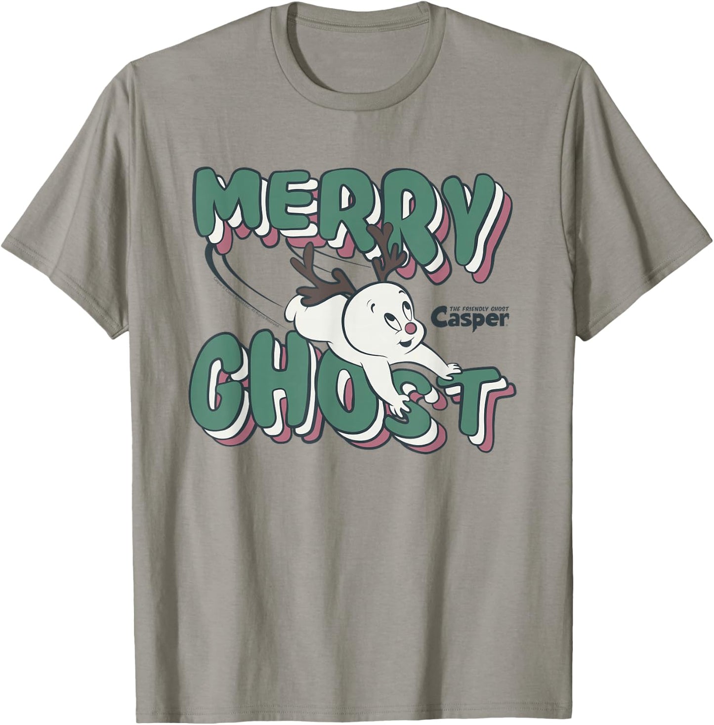 Casper the Friendly Ghost Vintage Merry Ghost Reindeer T-Shirt - T-Shirt | Sand