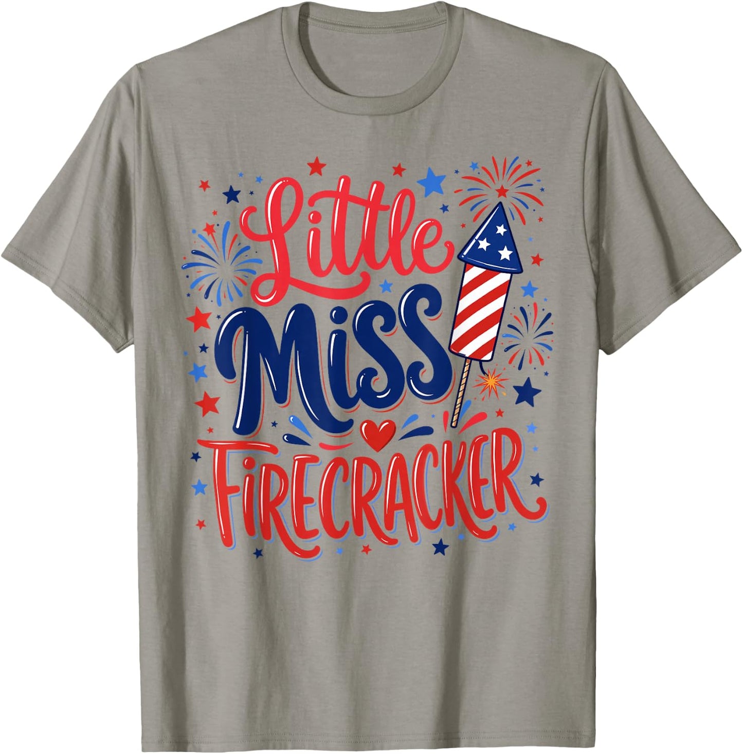 Little Miss Firecracker 4th of July Girl Toddler Outfit 2026 T-Shirt - T-Shirt | Sand