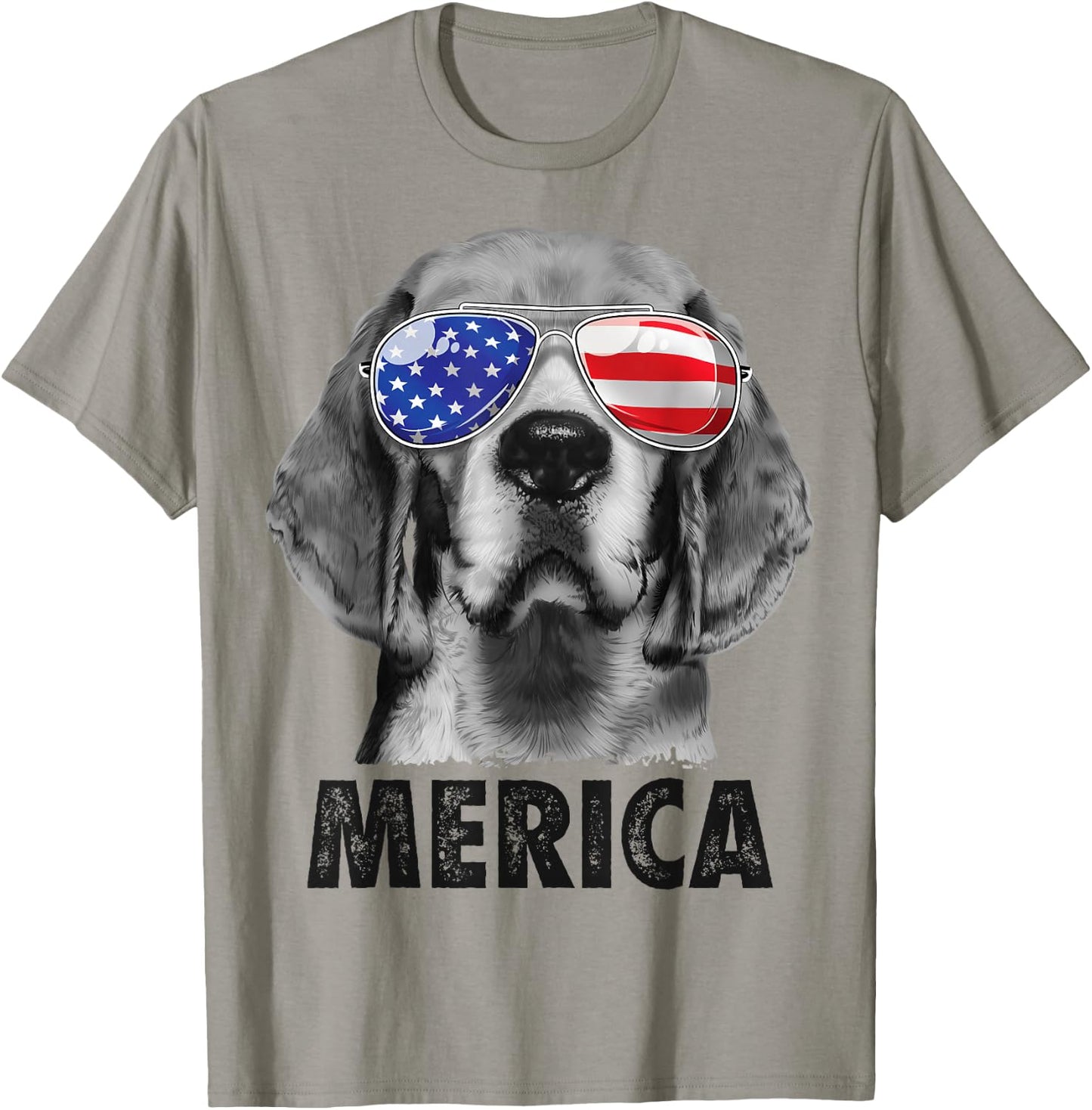 Beagle 4th of July Merica Sunglasses Men USA American Flag T-Shirt - T-Shirt | Sand