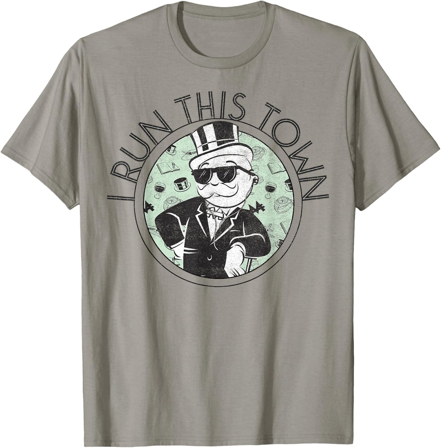 Monopoly Man I Run This Town Vintage Logo T-Shirt - T-Shirt | Sand