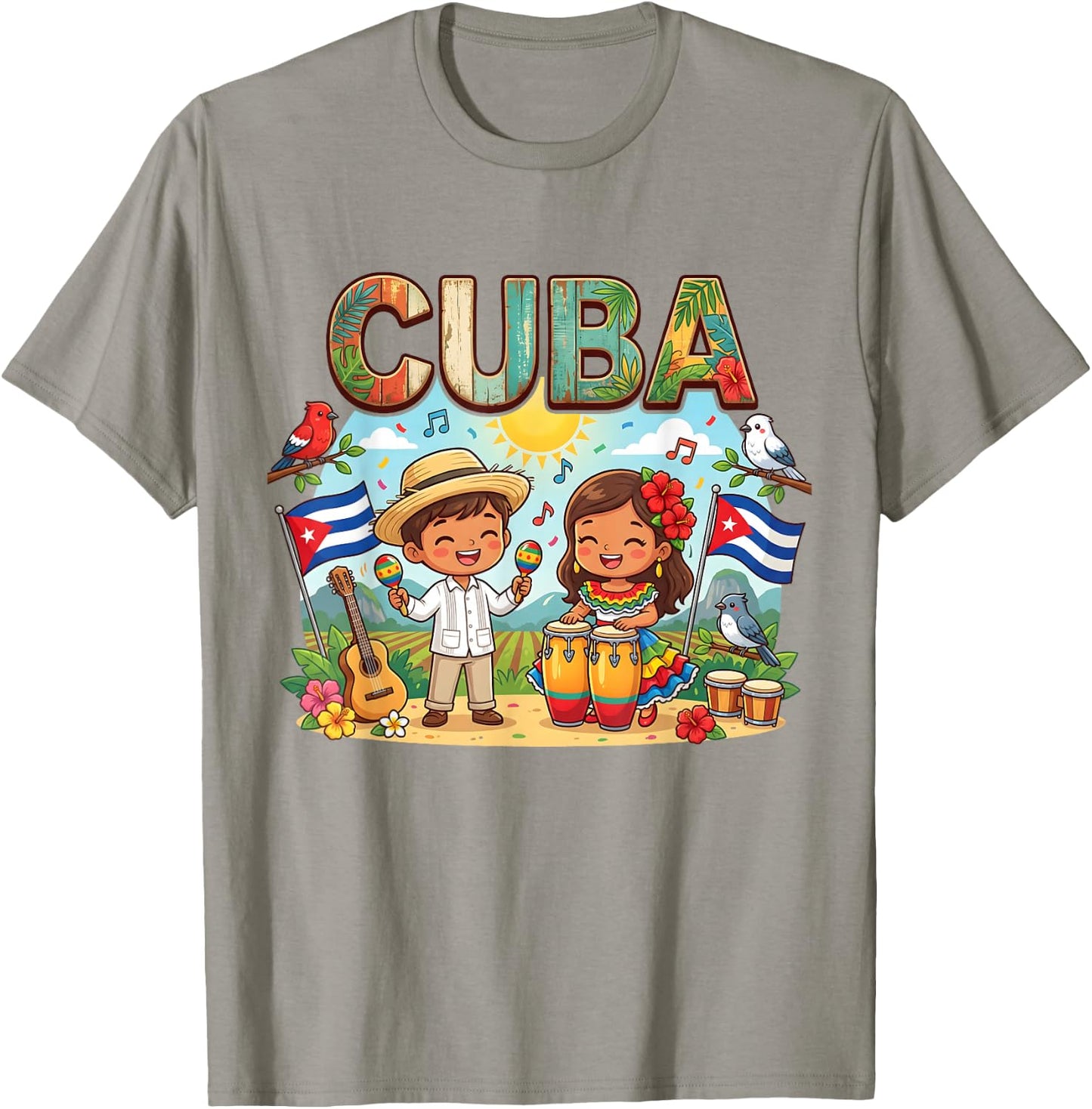 Cuba Tropical Heritage Kids Guajiro Congas Maracas Pride T-Shirt - T-Shirt | Sand