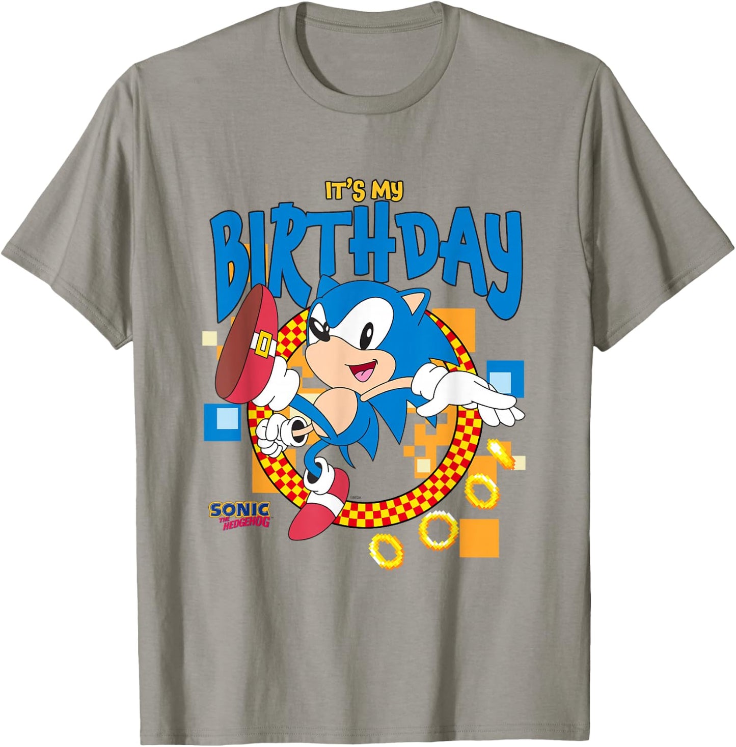 Sonic The Hedgehog Birthday It's My Birthday Cheering Sonic T-Shirt - T-Shirt | Sand