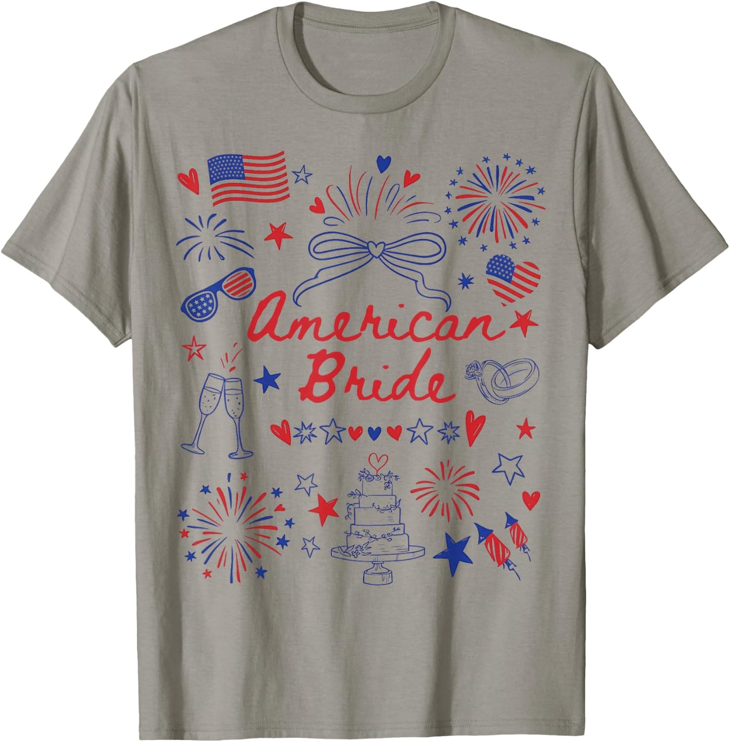 Vintage Funny American Bride 4th of July Wedding Engagement T-Shirt - T-Shirt | Sand