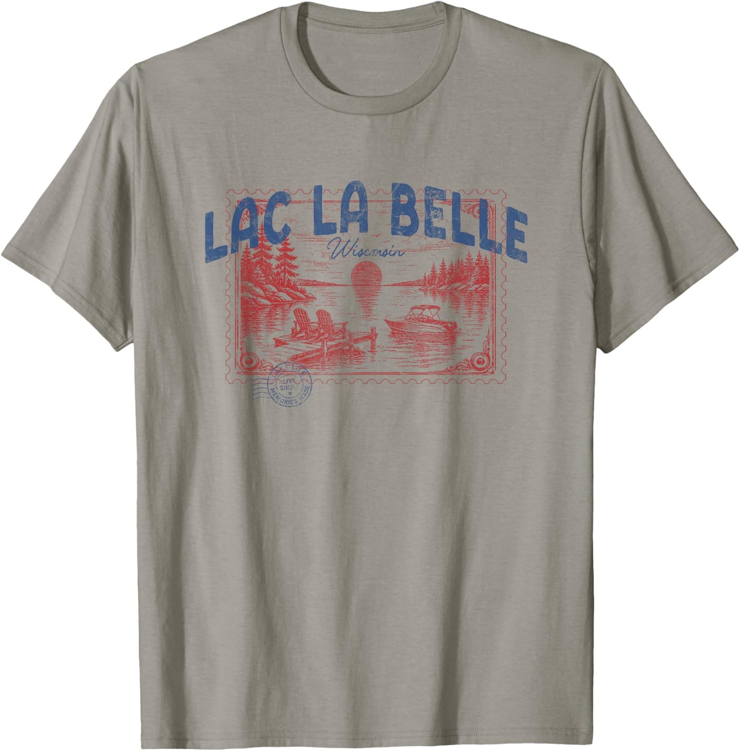 Lac La Belle Wisconsin Outdoors Vintage T-Shirt - T-Shirt | Sand
