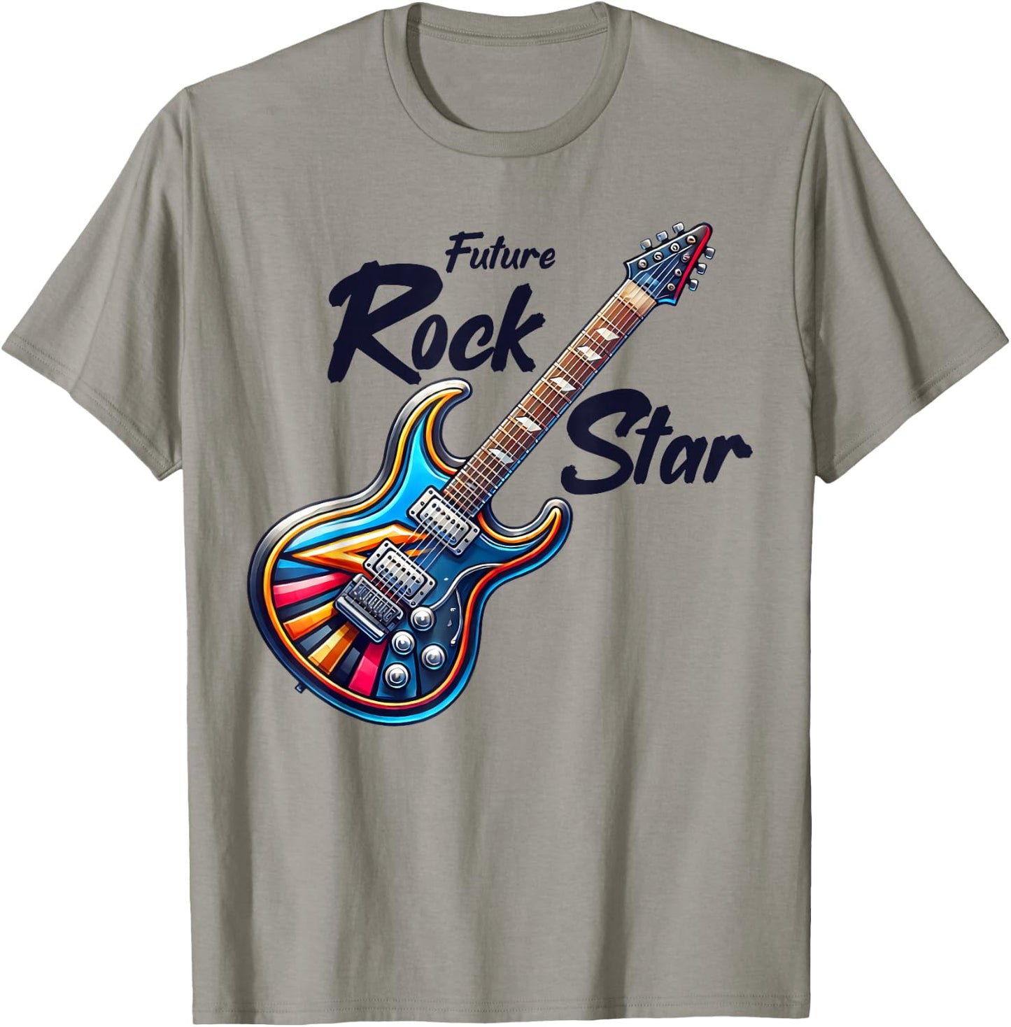 Future Rock Star, Guitar Band, Funny Rock, Girls Boys Kids , grey, S T-Shirt - T-Shirt | Sand