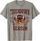Touch Down Season Coquette Football Bow Fall Football Mom T-Shirt - T-Shirt | Sand