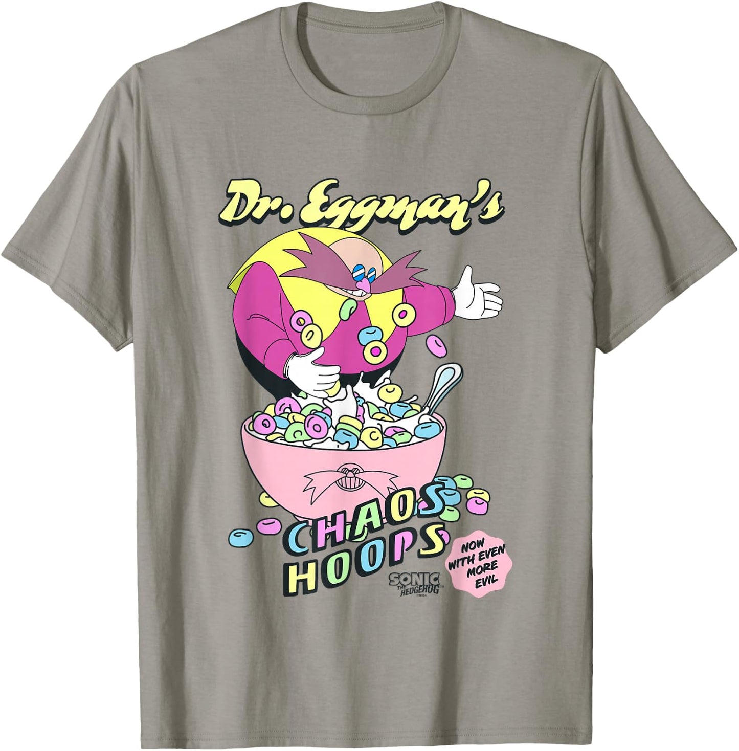 Sonic The Hedgehog Dr. Eggman's Chaos Hoops Cereal Retro T-Shirt - T-Shirt | Sand