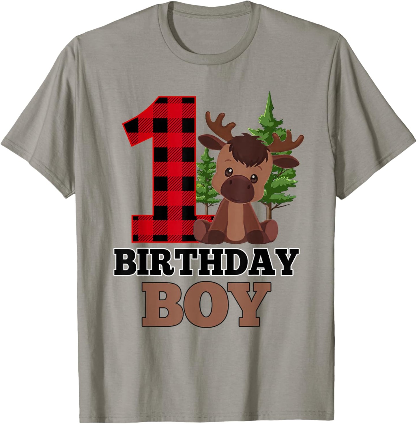 Baby Boy 1st Birthday Decorations 1 Year Old Moose Lover T-Shirt - T-Shirt | Sand